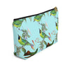 Blue Vintage Hummingbirds Flowers Accessory Pouch & Makeup Bag - We Love Hummingbirds