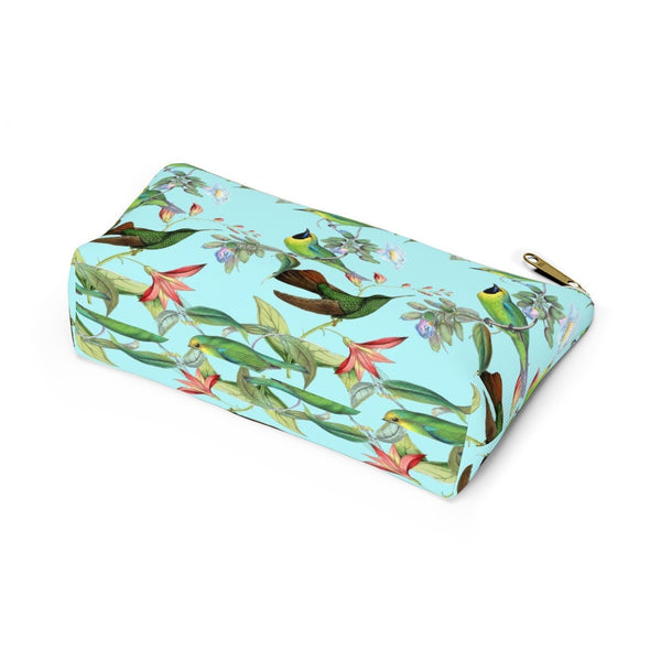 Blue Vintage Hummingbirds Flowers Accessory Pouch & Makeup Bag - We Love Hummingbirds