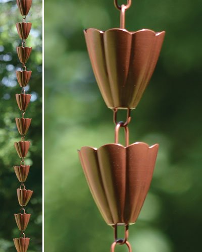 Browned Copper Finish Scalloped Rain Chain - We Love Hummingbirds