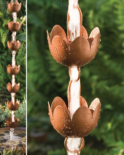 Browned Copper Lily Rain Chain - We Love Hummingbirds
