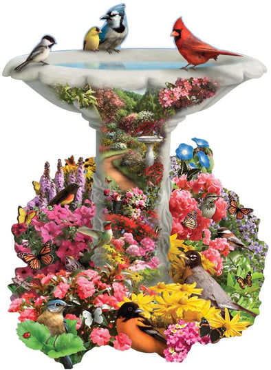 Busy Bird Fountain 750 Piece Jigsaw Puzzle - We Love Hummingbirds