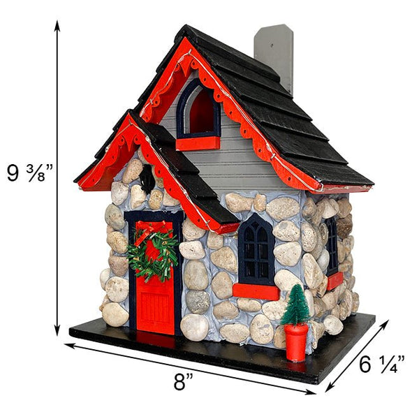 Charlevoix Stone Christmas Cottage with LEDs Bird House - We Love Hummingbirds