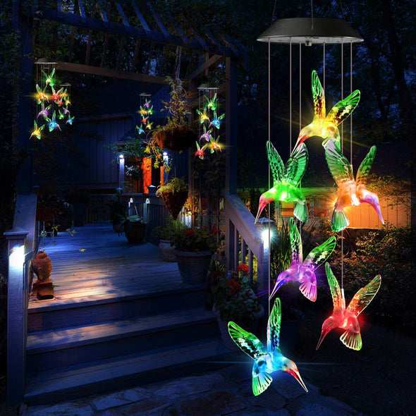 Color Changing Solar Hummingbird Wind Chimes - We Love Hummingbirds