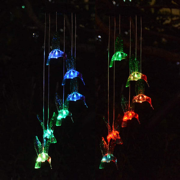 Color Changing Solar Mobile Hummingbird Wind Chime - We Love Hummingbirds