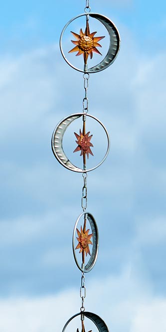 Copper & Silver Sun and Moon Rain Chain - We Love Hummingbirds