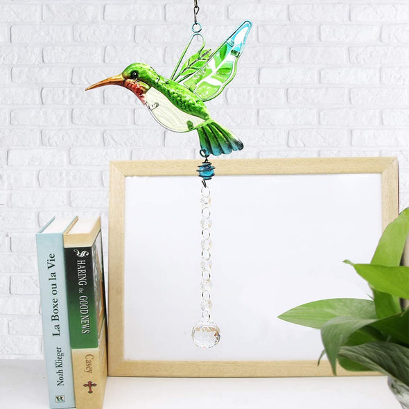 Cute Green Hummingbird Crystals Ornament Sun Catcher - We Love Hummingbirds