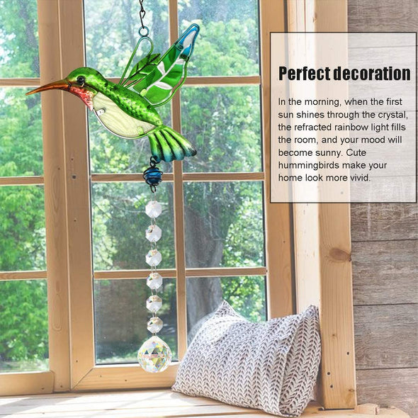 Cute Green Hummingbird Crystals Ornament Sun Catcher - We Love Hummingbirds