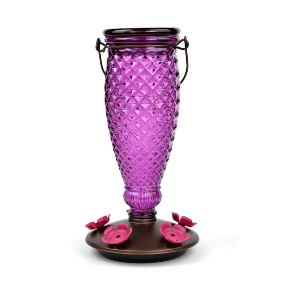 Diamond Wine Top-Fill Decorative Glass Hummingbird Feeder - We Love Hummingbirds