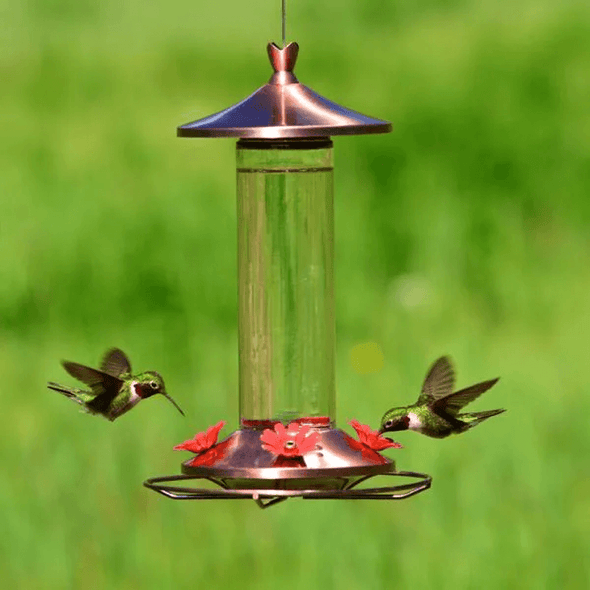 Elegant Glass Copper Hummingbird Feeder - We Love Hummingbirds