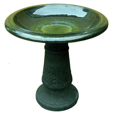 Endura Clay Bird Bath Green 20.5 in. H x 20 in. W - We Love Hummingbirds