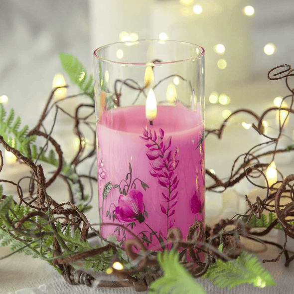 Eywamage Hummingbird Pink Floral Glass Flameless Candles with Remote, 3 Pack Flickering LED Battery Candles Gift Set D 3" H 4" 5" 6" Decorative Candles - We Love Hummingbirds