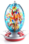 Fireworks Hand Blown Glass Hummingbird Feeder - Holds 25 oz of Nectar - We Love Hummingbirds