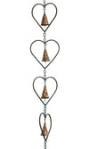 Flamed Copper Heart and Bell Rain Chain - We Love Hummingbirds