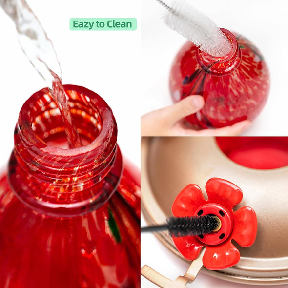 Floral Balloon Hand Blown Glass Hummingbird Feeder - Holds 34 oz of Nectar - We Love Hummingbirds