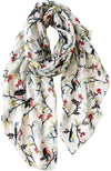 Floral Birds Print Scarf for Women - We Love Hummingbirds