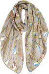 Floral Birds Print Scarf for Women - We Love Hummingbirds