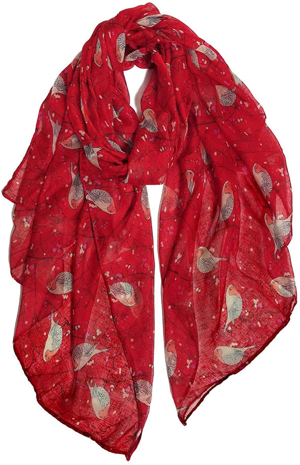 Floral Birds Print Scarf for Women - We Love Hummingbirds