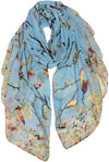 Floral Birds Print Scarf for Women - We Love Hummingbirds