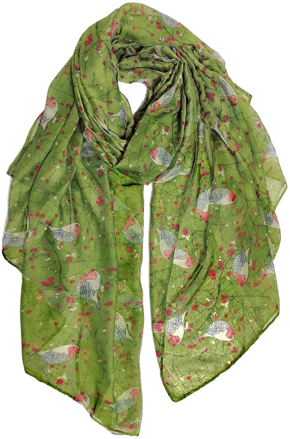 Floral Birds Print Scarf for Women - We Love Hummingbirds