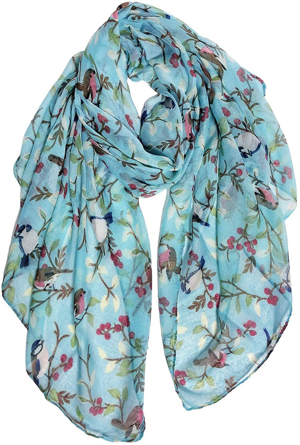 Floral Birds Print Scarf for Women - We Love Hummingbirds