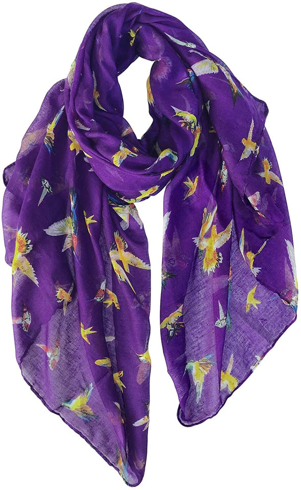 Floral Birds Print Scarf for Women - We Love Hummingbirds