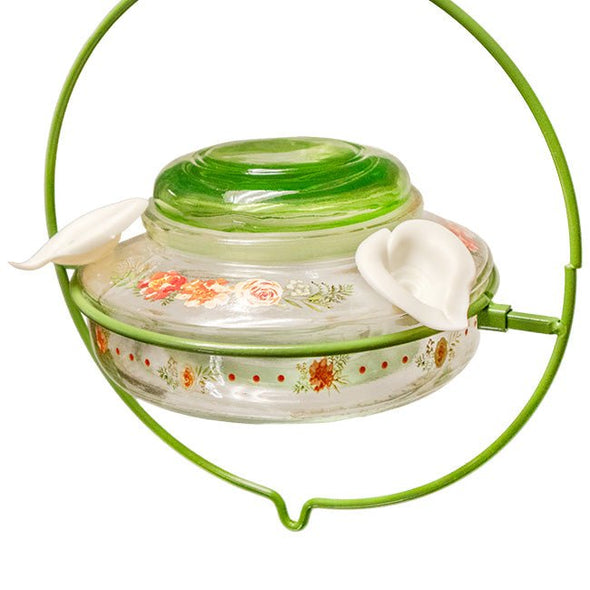 Gardenia Decorative Glass Hummingbird Feeder - We Love Hummingbirds