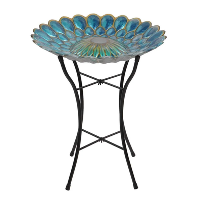 Glass Outdoor Fusion Solar Birdbath - We Love Hummingbirds