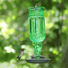 Green Antique Bottle Decorative Glass Hummingbird Feeder - We Love Hummingbirds
