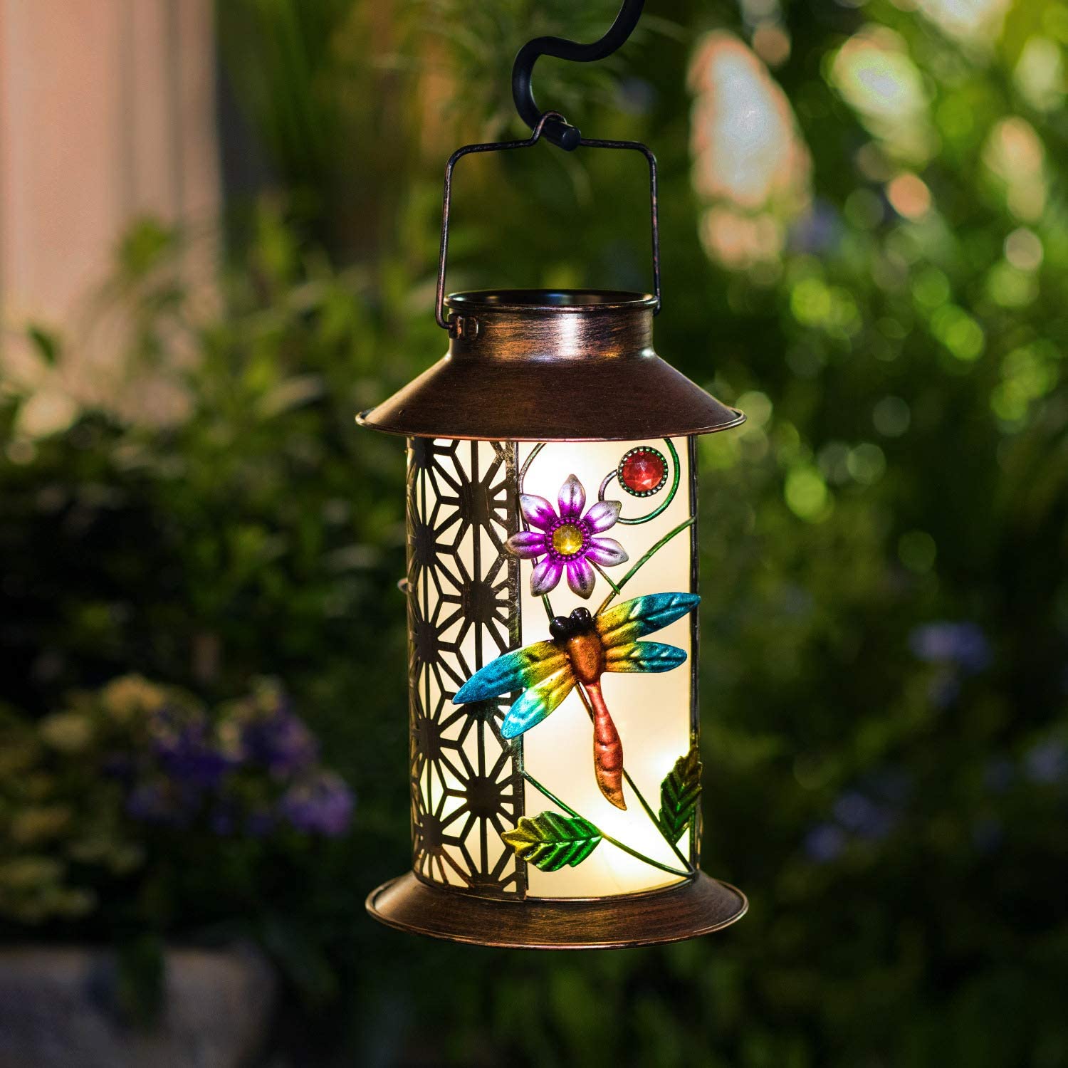 Solar Lanterns Outdoor Waterproof, Metal Dragonfly Solar Lights Decorative  Table Lights Solar Hanging Lantern Garden Lights for Patio Yard Landscape