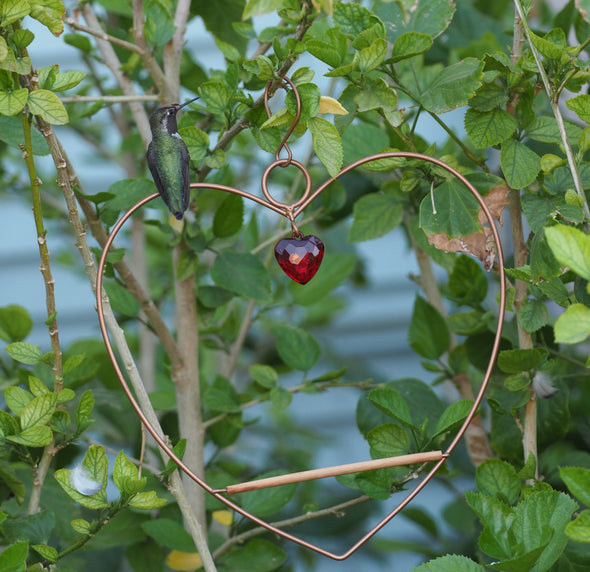 Heart Shaped Hummingbird Swing in Copper - We Love Hummingbirds