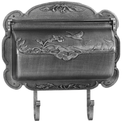 Hummingbird Cast Aluminum Mailbox, Swedish Silver - We Love Hummingbirds