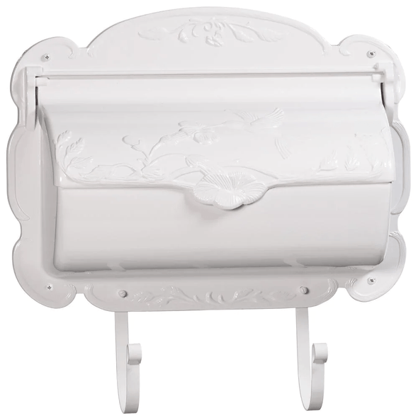 Hummingbird Cast Aluminum Mailbox, White - We Love Hummingbirds