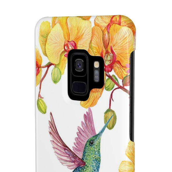 Hummingbird Garden Flowers Slim Phone Case for iPhone, Samsung Galaxy, and Android - We Love Hummingbirds