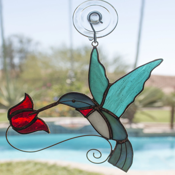 Hummingbird Stained Glass Sun Catcher for Window - Perfect Gift Idea for Hummingbird Lovers! - We Love Hummingbirds