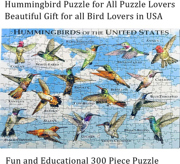 Hummingbirds of the United States 300 Piece Puzzle - We Love Hummingbirds