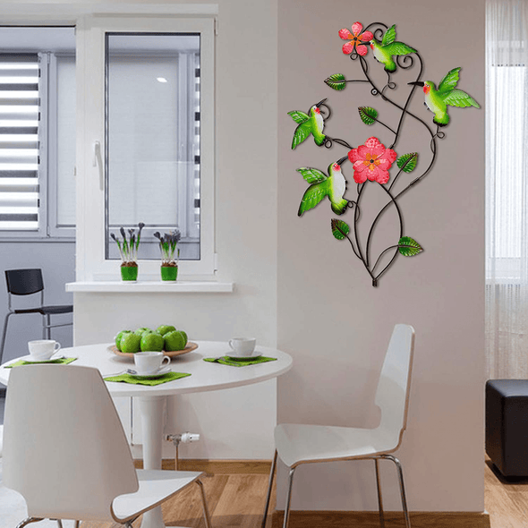 Juegoal 28 Inch Hummingbirds Garden Stake Decor, Colorful Look & Personalities Flowers Metal Wall Art Spring Decoration, Yard Outdoor Lawn Pathway Patio Ornaments - We Love Hummingbirds