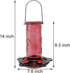 Juegoal 28 Oz Glass Hummingbird Feeders for Outdoors, Wild Bird Feeder with 5 Feeding Ports, Metal Handle Hanging for Outdoor Garden Tree Yard, Red - We Love Hummingbirds