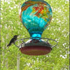 Large Blue Egg with Flowers Hand Blown Glass Hummingbird Feeder - Holds 36 oz of Nectar - We Love Hummingbirds