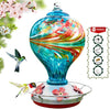 Large Blue Egg with Flowers Hand Blown Glass Hummingbird Feeder - Holds 36 oz of Nectar - We Love Hummingbirds