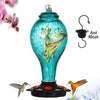 Large Blue Hand Blown Glass Hummingbird Feeder - Holds 36 oz of Nectar - We Love Hummingbirds