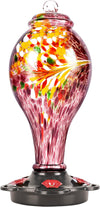 Large Purple Hand Blown Glass Hummingbird Feeder - Holds 36 oz of Nectar - We Love Hummingbirds