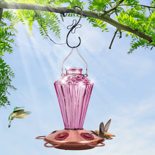 Lavender Diamond Shaped Glass Hummingbird Feeder - Holds 20 oz of Nectar - We Love Hummingbirds