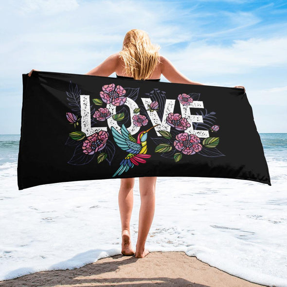 LIMITED-EDITION Hummingbird Love Oversized Beach Towel - We Love Hummingbirds