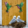 Metal Hummingbird Wall Art Decor, Metal Birds Outdoor Wall Sculpture Decoration Hanging for Deck , Garden Fence, Backyard, Patio, Bedroom, Living Room.4Pcs Outdoor Hanging Decoration - We Love Hummingbirds