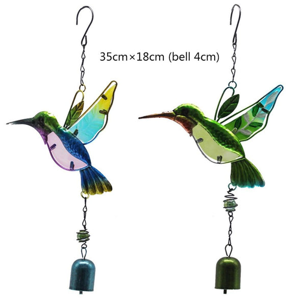 Metal Hummingbird Wind Chime Outdoor Kingfisher With Bell - We Love Hummingbirds