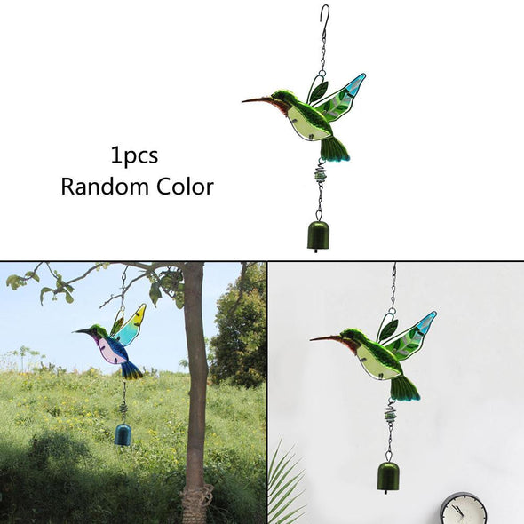 Metal Hummingbird Wind Chime Outdoor Kingfisher With Bell - We Love Hummingbirds