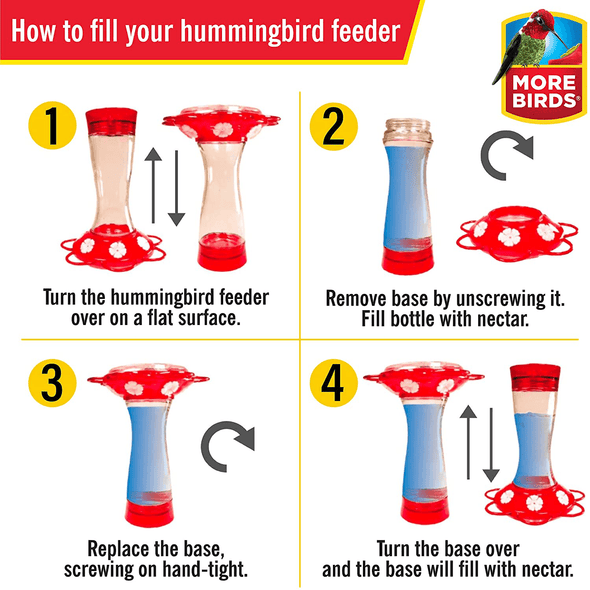 More Birds Bird Health+ Big Gulp Hummingbird Feeder, Glass Hummingbird Feeders for Outdoors, 5 Feeding Stations, 40 Ounces - We Love Hummingbirds