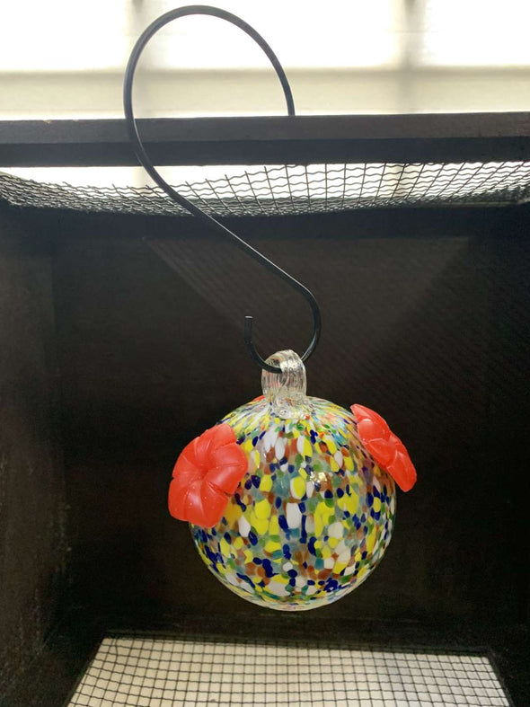 Mosaic Stained Glass Hanging Hummingbird Feeder for Nectar - We Love Hummingbirds