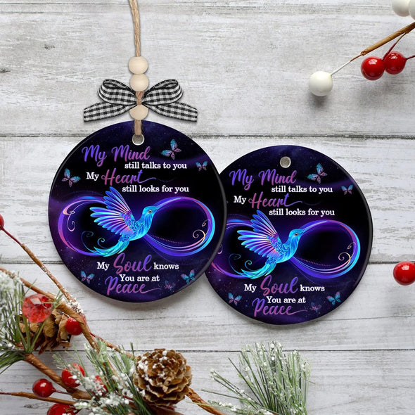 My Mind Still Talks to You Infinity Symbol Memorial Christmas Tree Ornament - We Love Hummingbirds