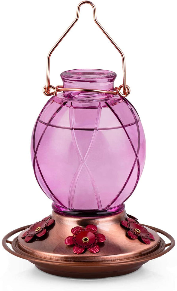 Netted Texture Lavender Ball Glass Hummingbird Feeder - Holds 18 oz of Nectar - We Love Hummingbirds